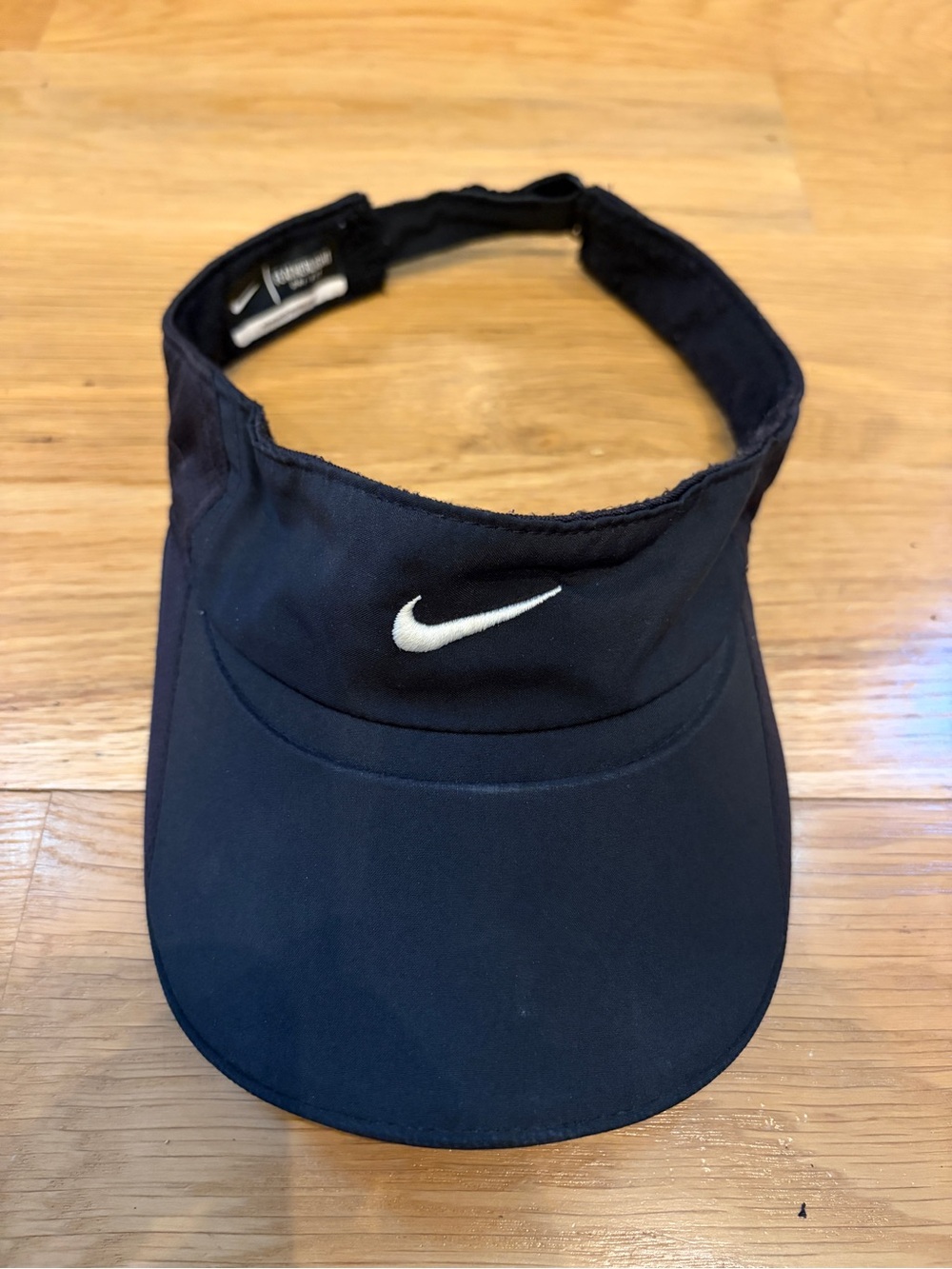 Nike Featherlight Dri Fit Black Visor with White Swoosh